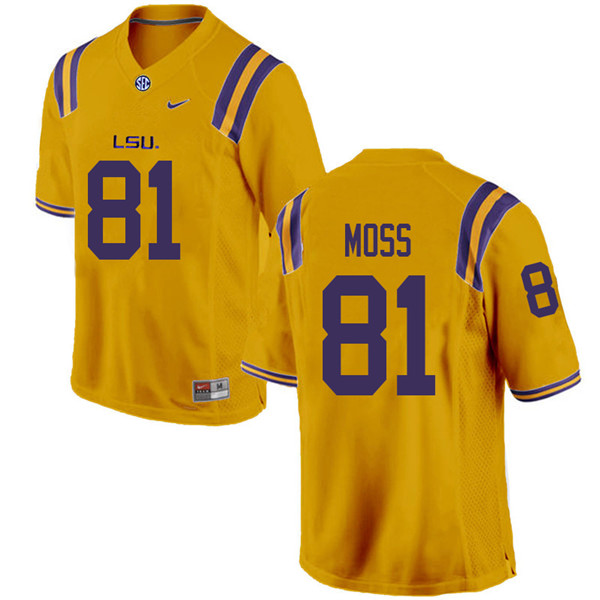 Men #81 Thaddeus Moss LSU Tigers College Football Jerseys Sale-Gold - Click Image to Close